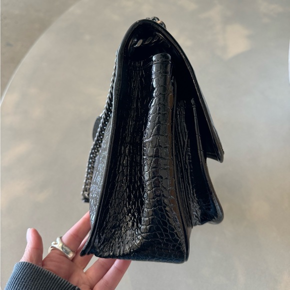 Yves Saint Laurent YSL Niki Chain Flap Bag Crocodile Embossed Patent in black - Picture 3 of 10